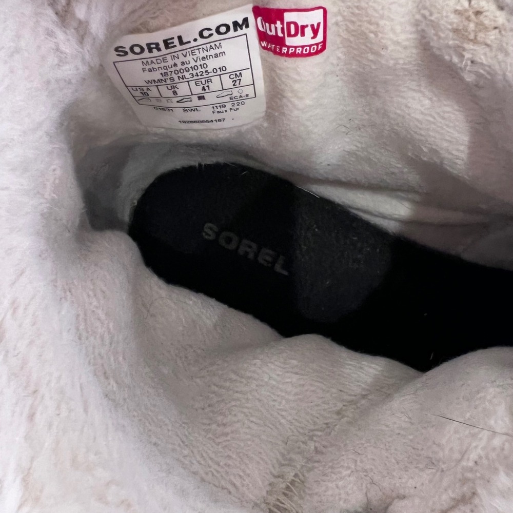 Sorel Explorer II Joan Waterproof Winter Boots Black Suede Faux Fur Womens 10 - Picture 9 of 9